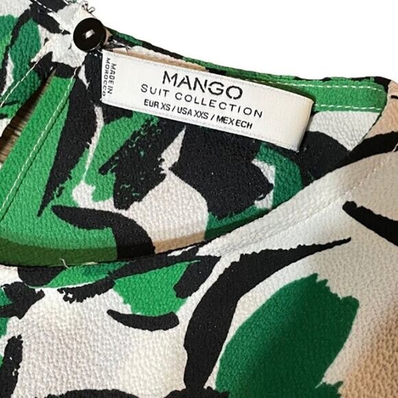 MANGO SUIT Collection Green and White Floral Sleeveless Blouse - Picture 3 of 5